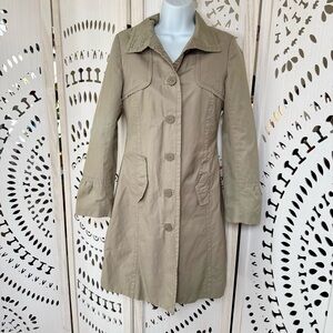 Mossimo Beltless Trench Coat Taupe Beige Cotton Blend Lightweight Jacket XS